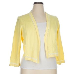 NWT Talbots 1X butter yellow open front cropped cardigan sweater pastel Easter